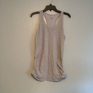 ATHLETA Tank Top, size large, lilac/grey, side ruching detail